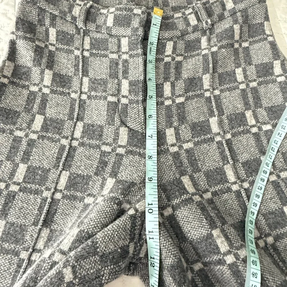 Naadam Women's Grey Plaid Wool-Cashmere Wide-Leg Pants, S - Picture 9 of 11